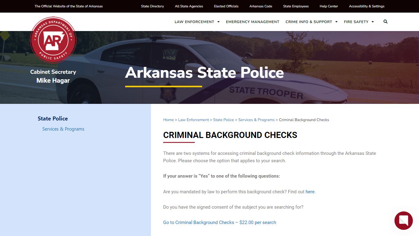 Criminal Background Checks - Arkansas Department of Public Safety